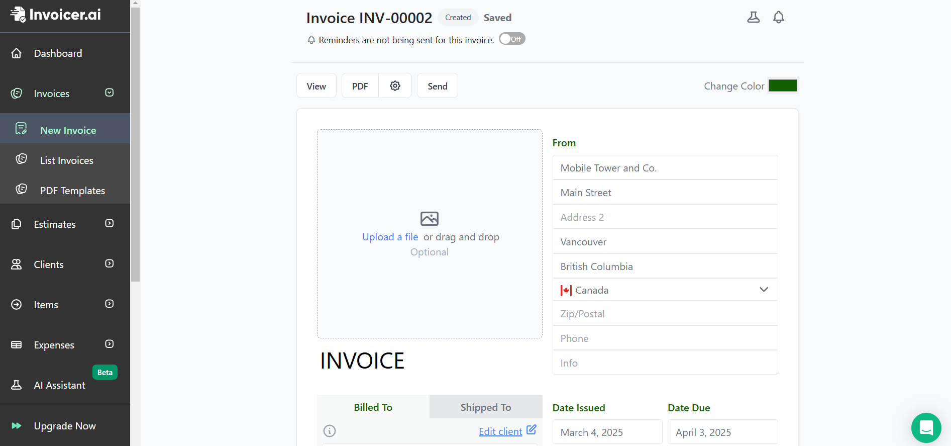 Invoicer.ai - Ein mobiler Rechnungsgenerator