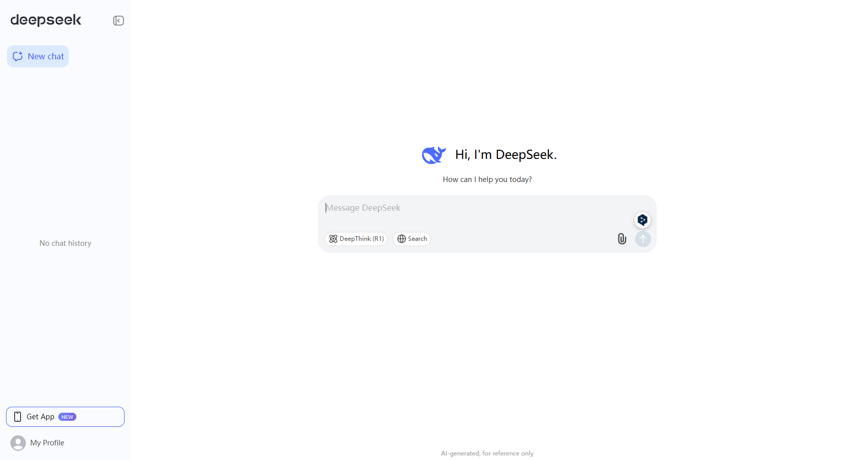 Webové stránky DeepSeek