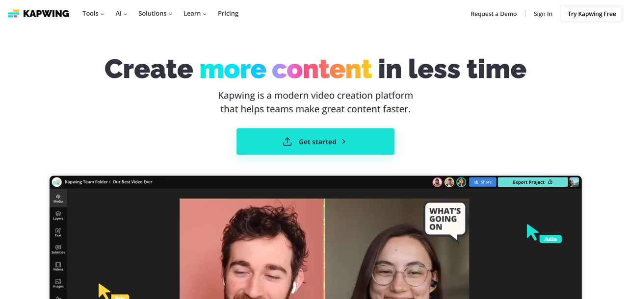 Kapwingのホームページ