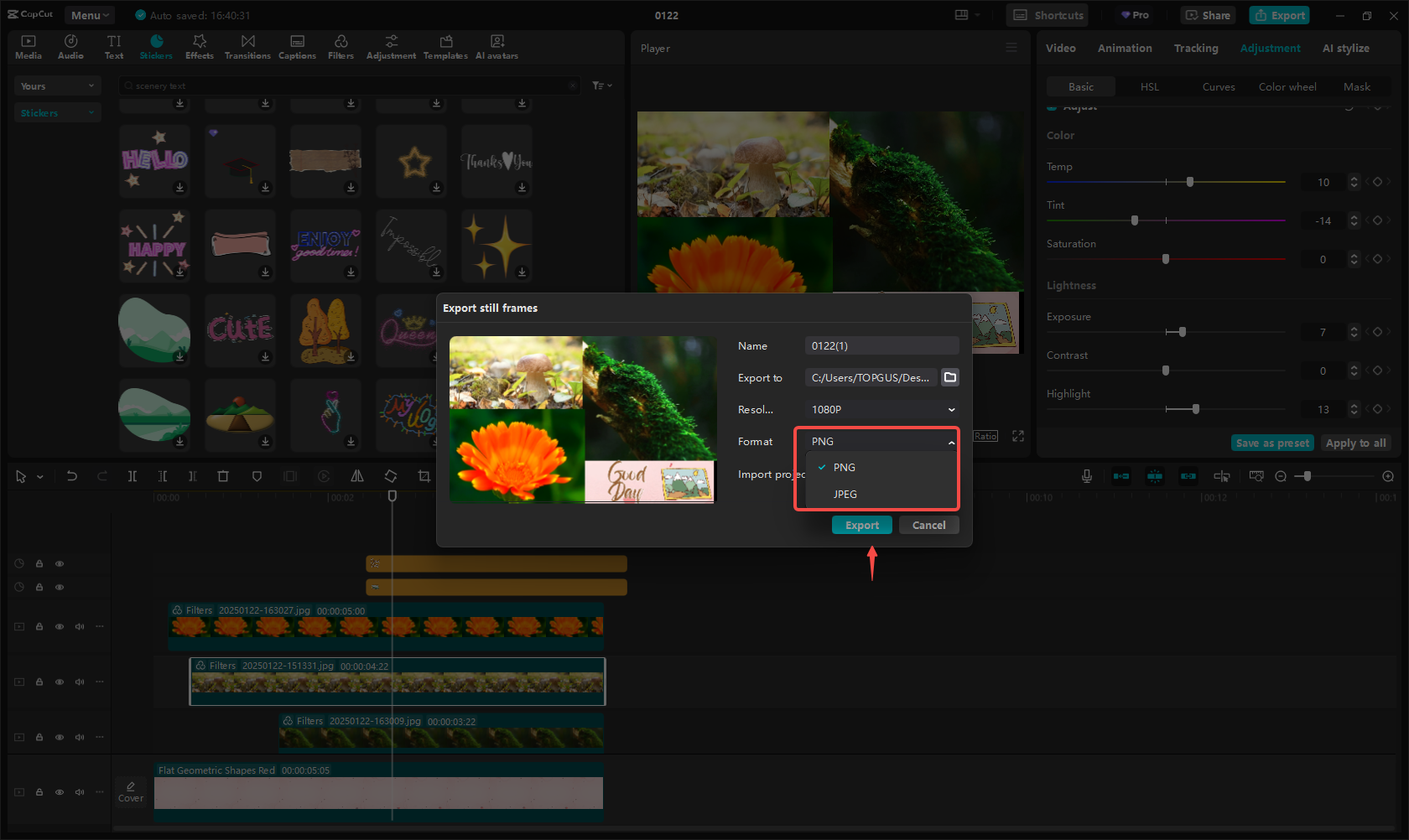 Export the photograph image