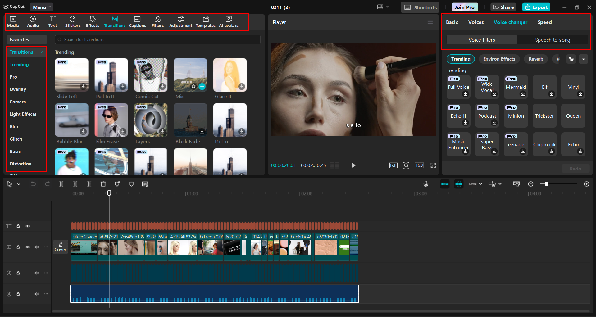 Modifica del video generato nell' CapCut editor video desktop