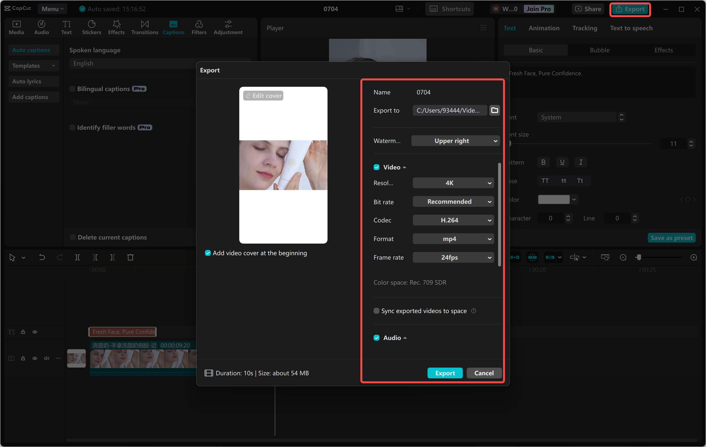 Videon vienti CapCut-työpöytävideoeditorista