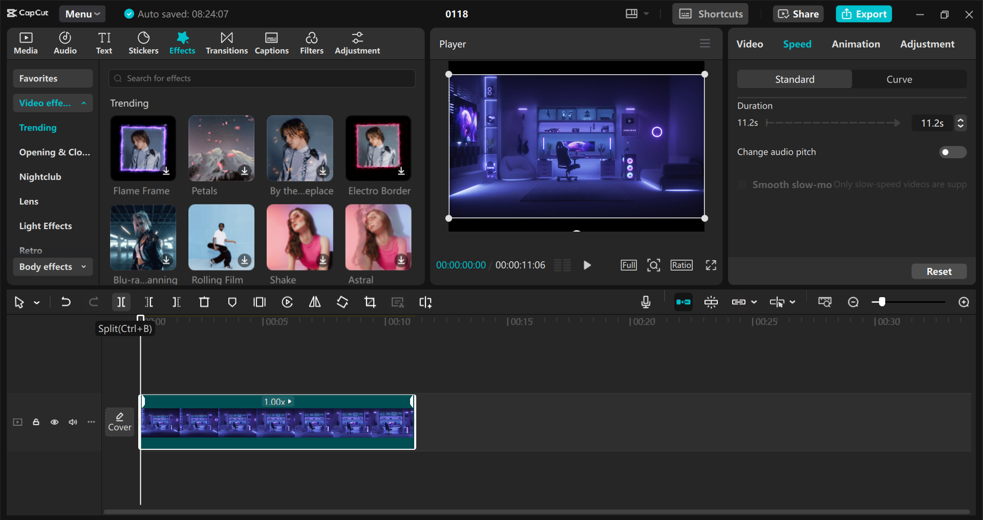 L'interface de CapCut éditeur vidéo de bureau - le meilleur logiciel pour éditer et annoncer votre flux Twitch