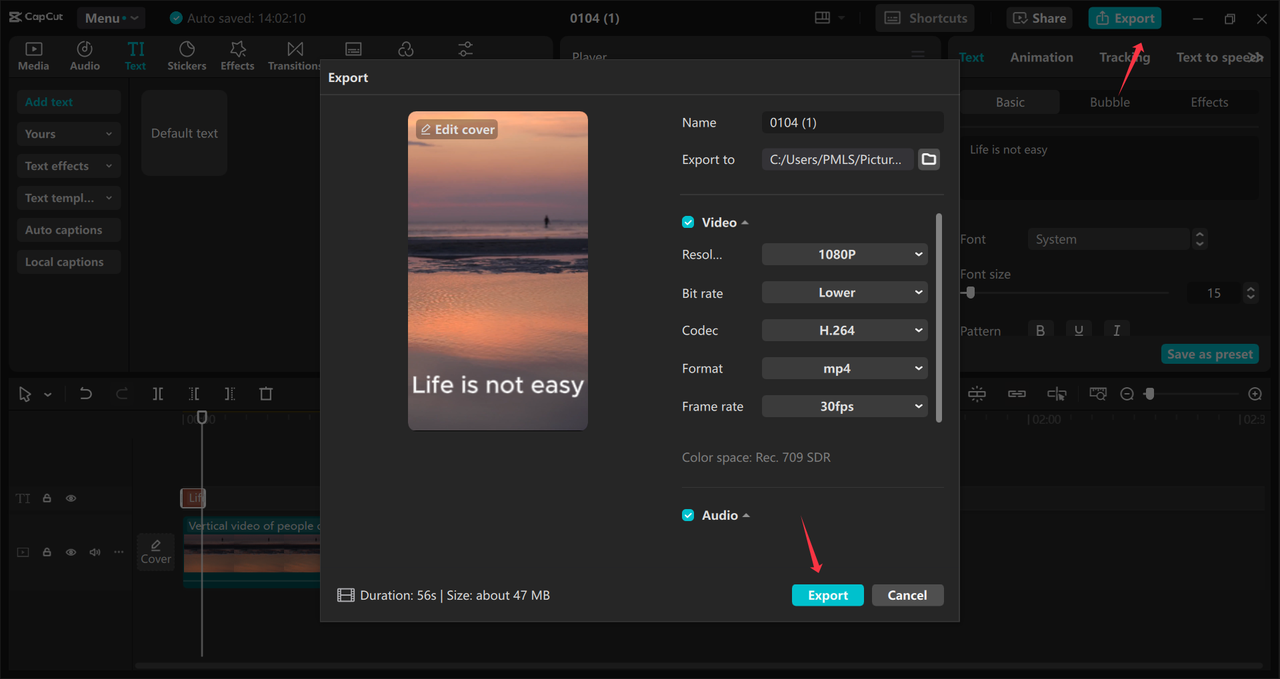 Exporting high-quality short-form content from the CapCut desktop video editor