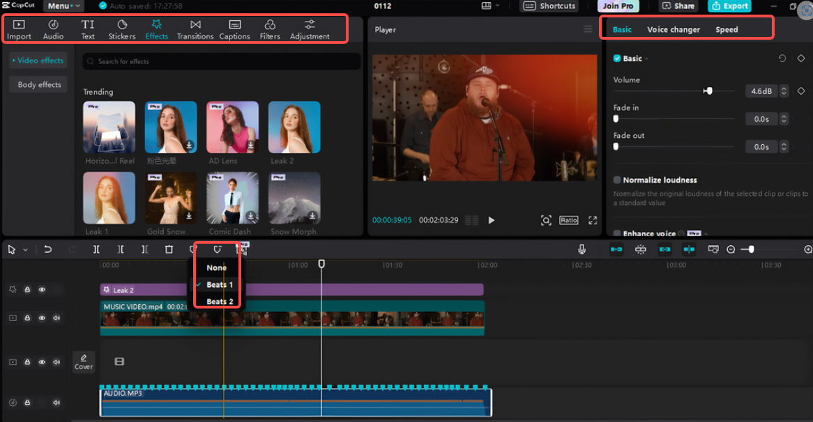 Επεξεργασία του μουσικού βίντεο στο CapCut
