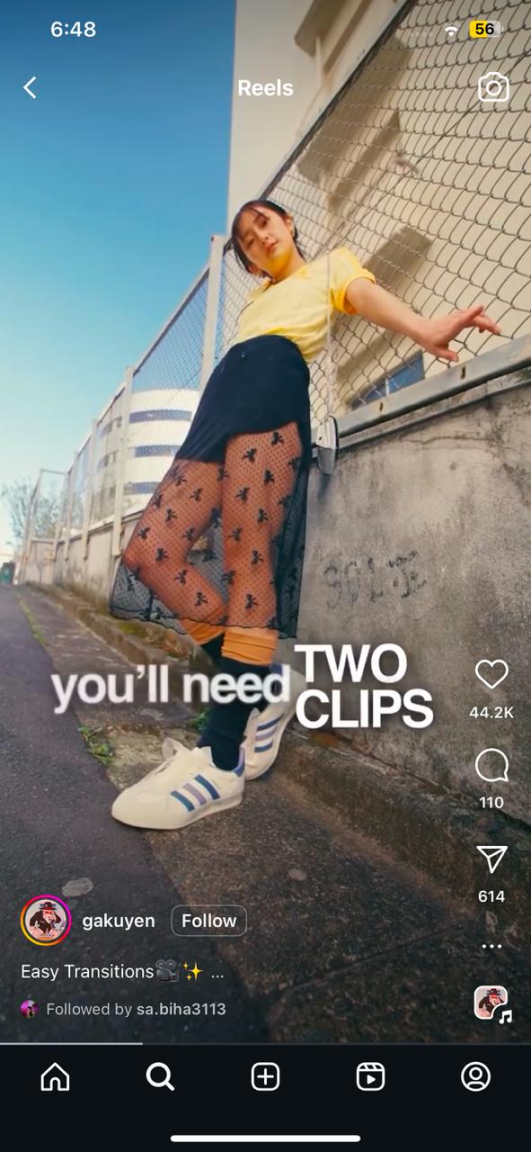 一段視訊顯示一個女孩通過轉換改變位置