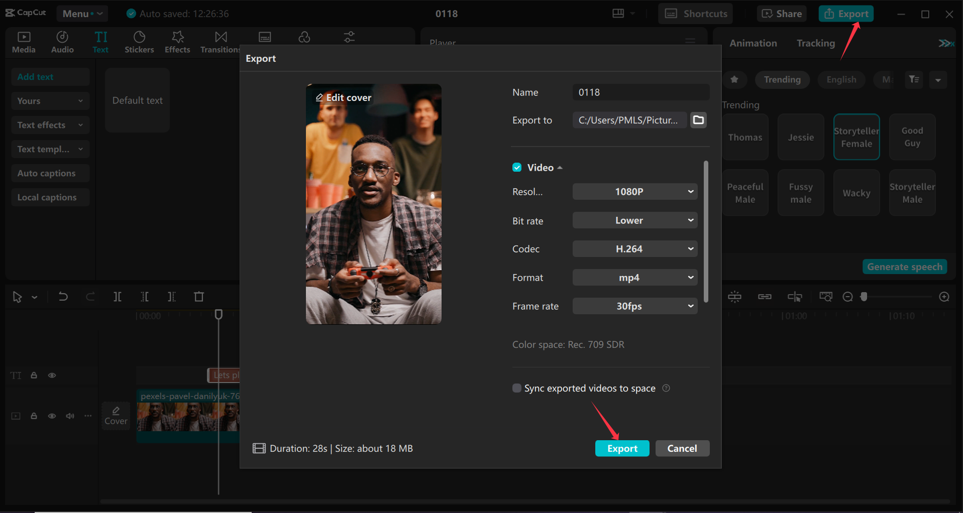 CapCut 데스크톱 비디오 편집기에서 비디오 내보내기