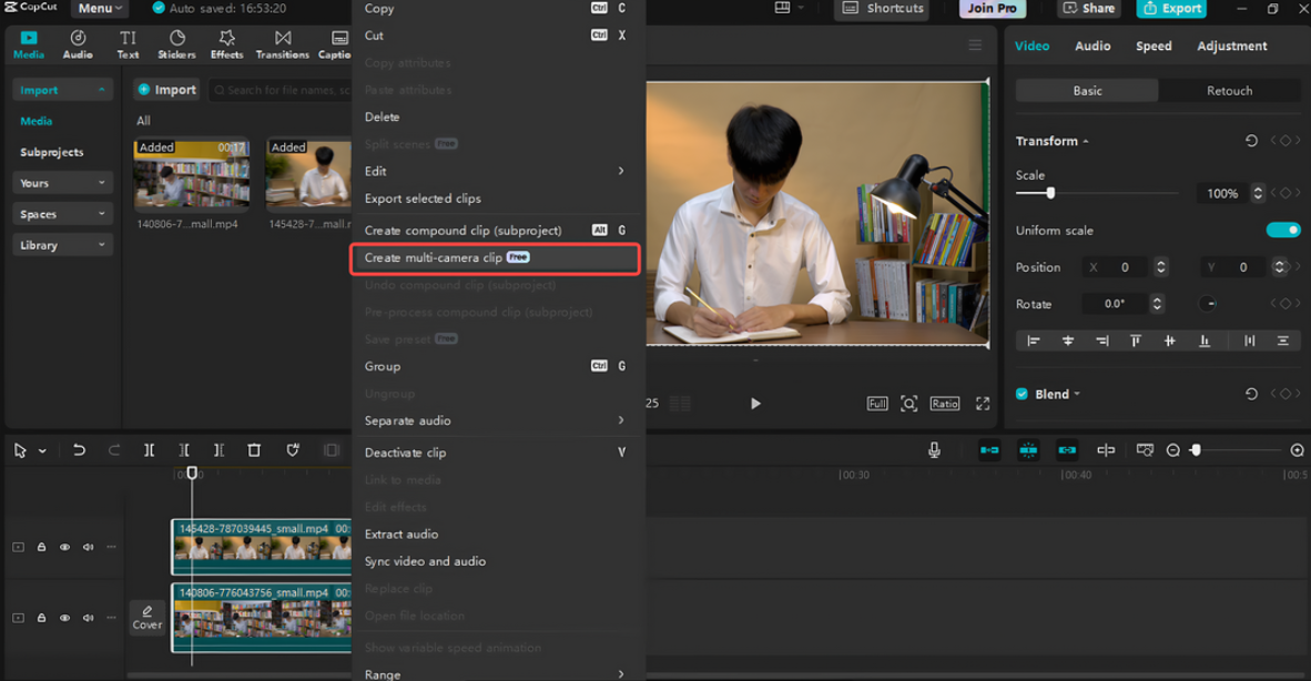 Create Multi-Camera Clip