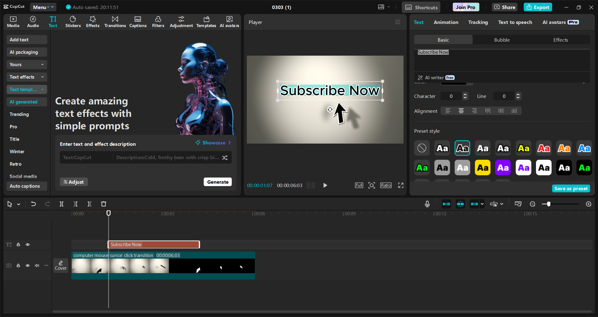 Interface of the CapCut desktop video editor - the best way to write text on GIFs