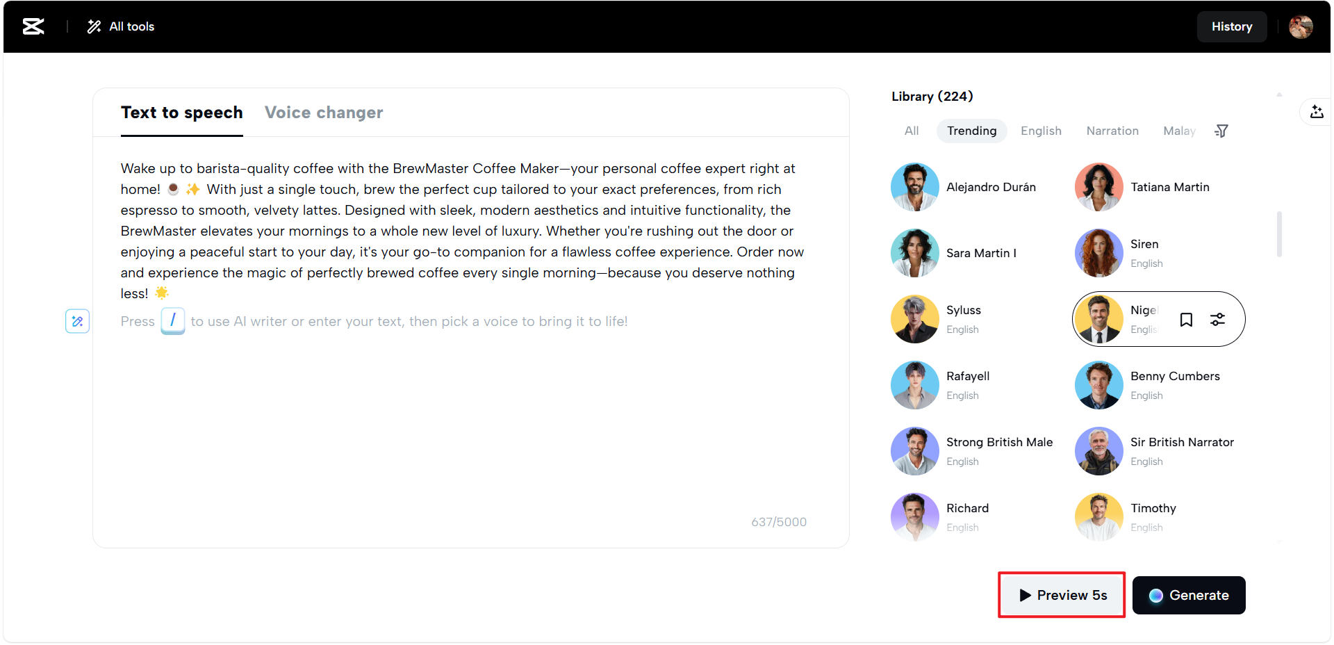 Real-time preview for efficiency
