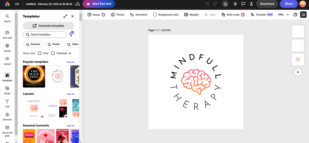 Usando o Adobe Express para criar fotos de perfil do YouTube