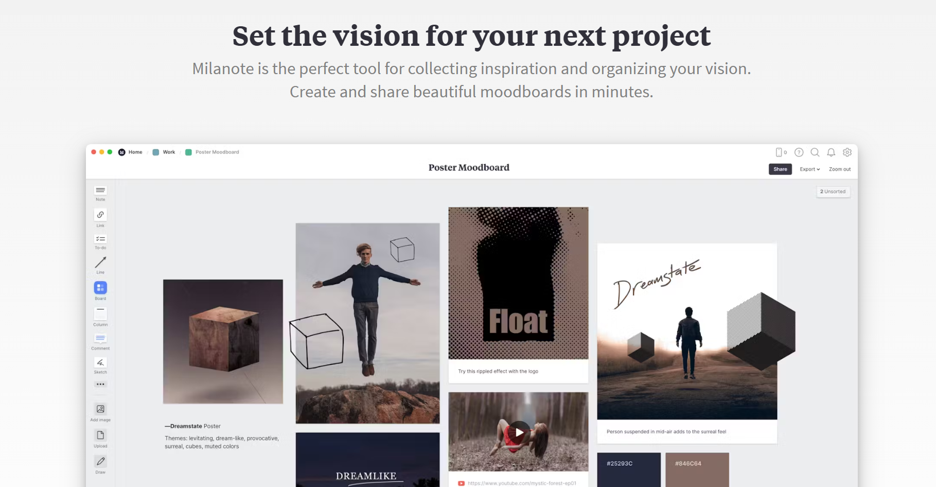 Tablero de humor para diseño de logotipos
