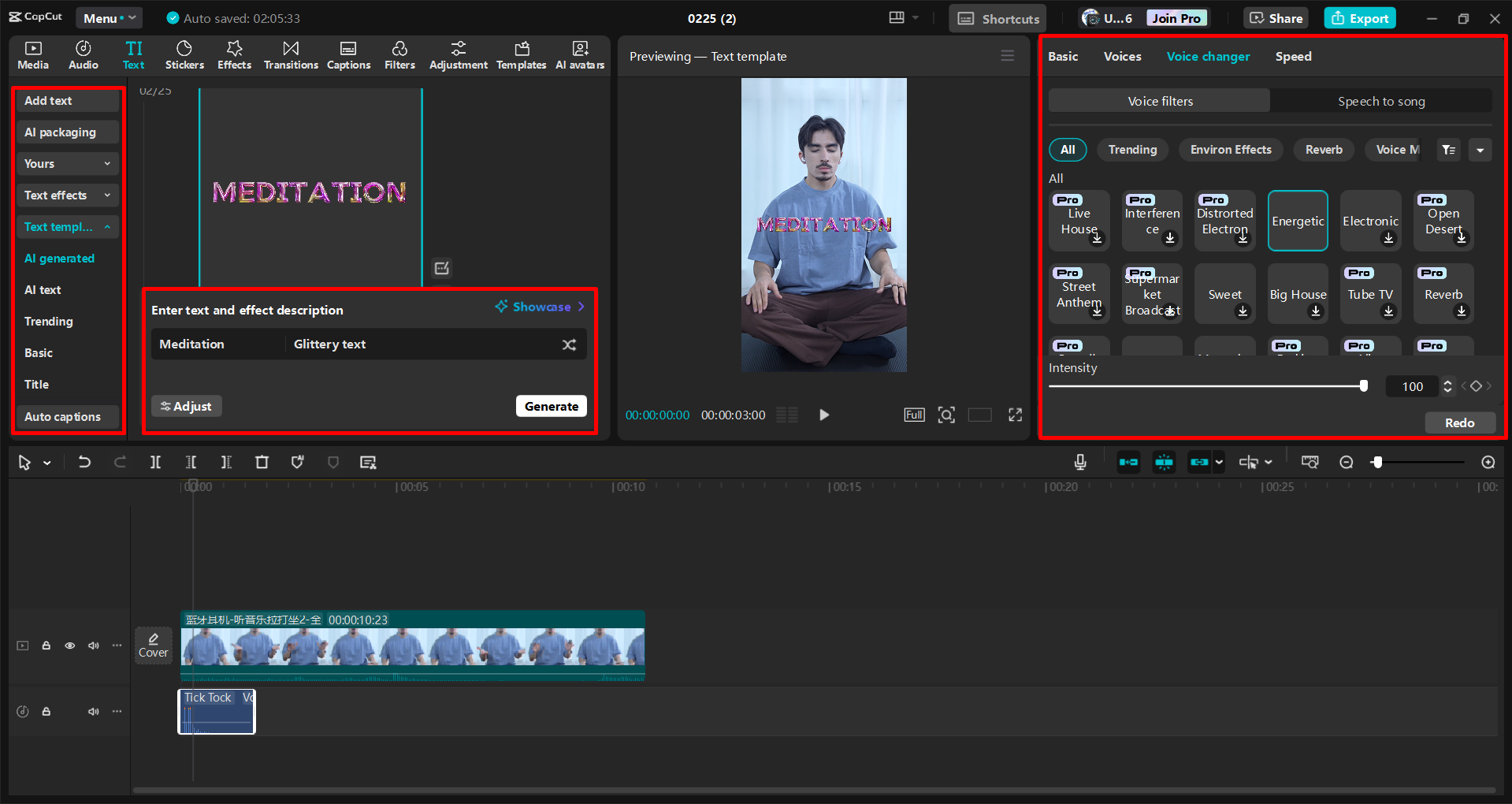 Editing and enhancing a TikTok video in the CapCut desktop video editor
