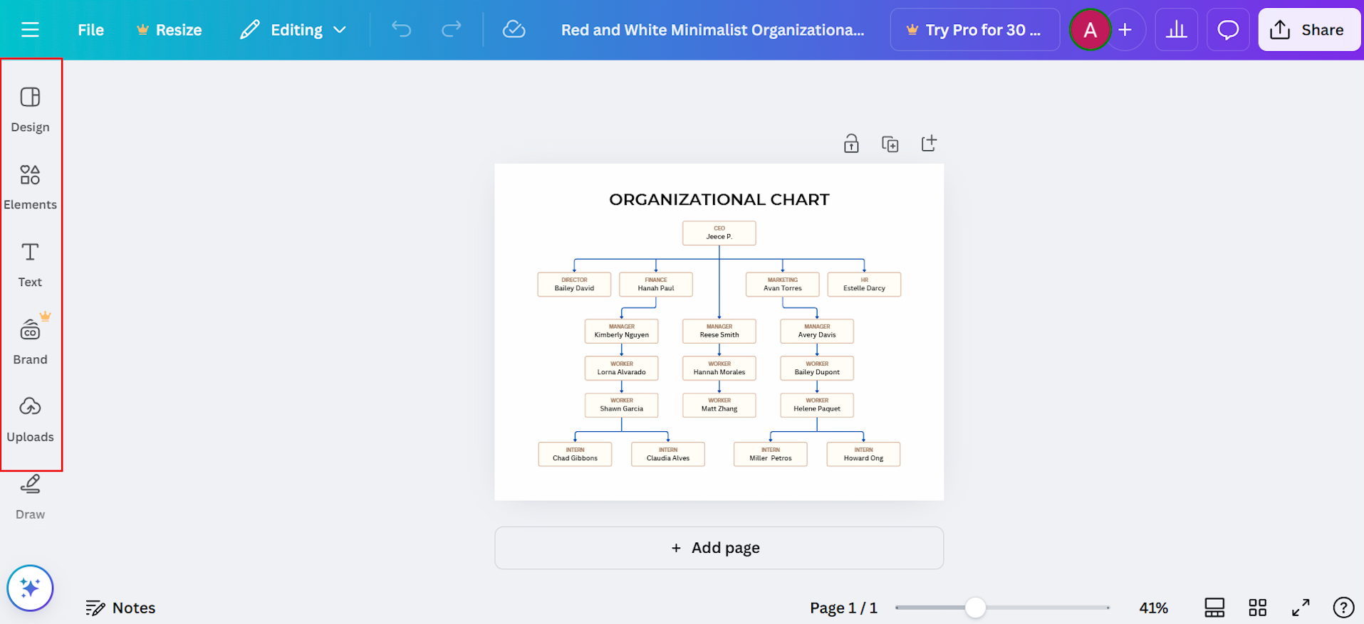 make organizational chart free
