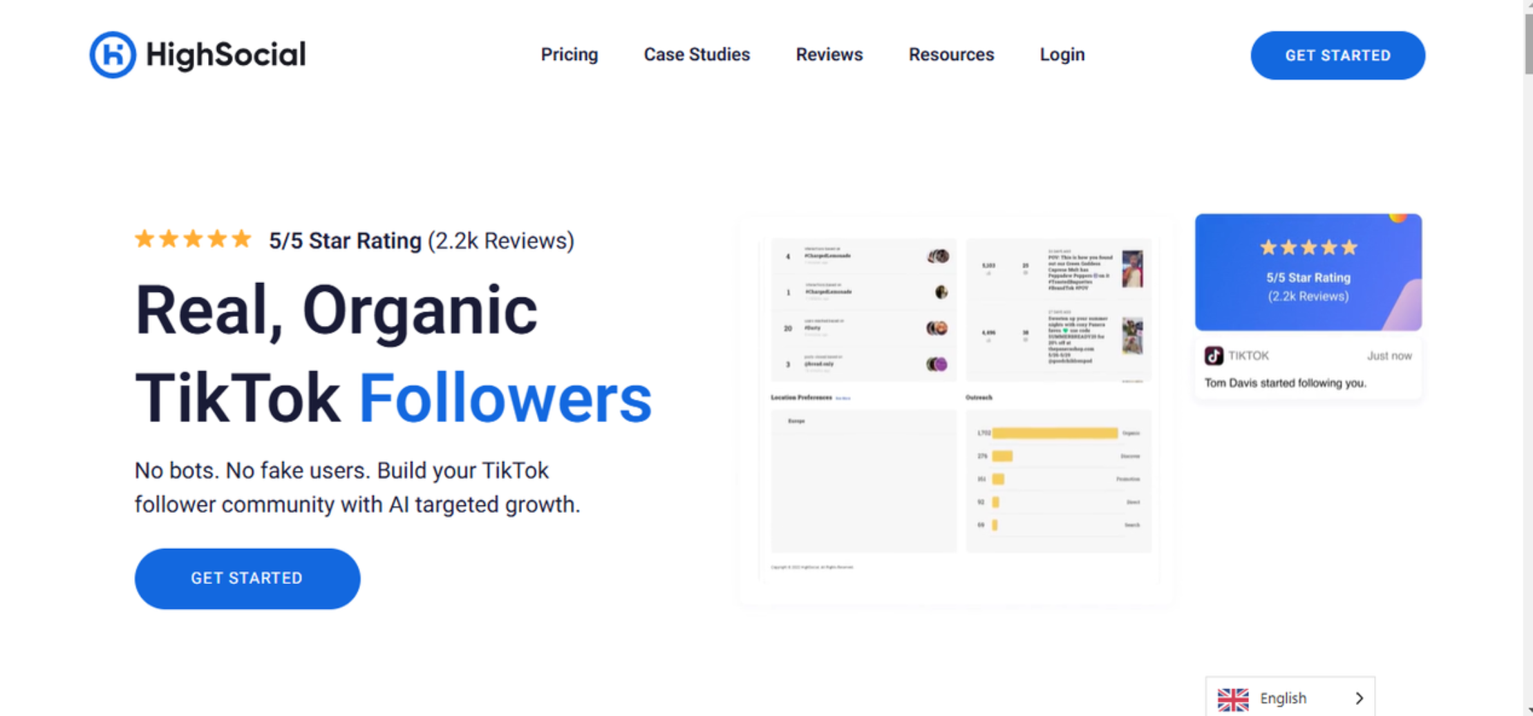 Interface of HighSocial - the popular TikTok profile analyzer