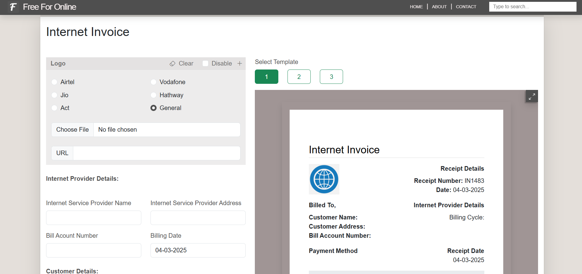 Kostenlos für Online - Ein Internet-Rechnungsgenerator