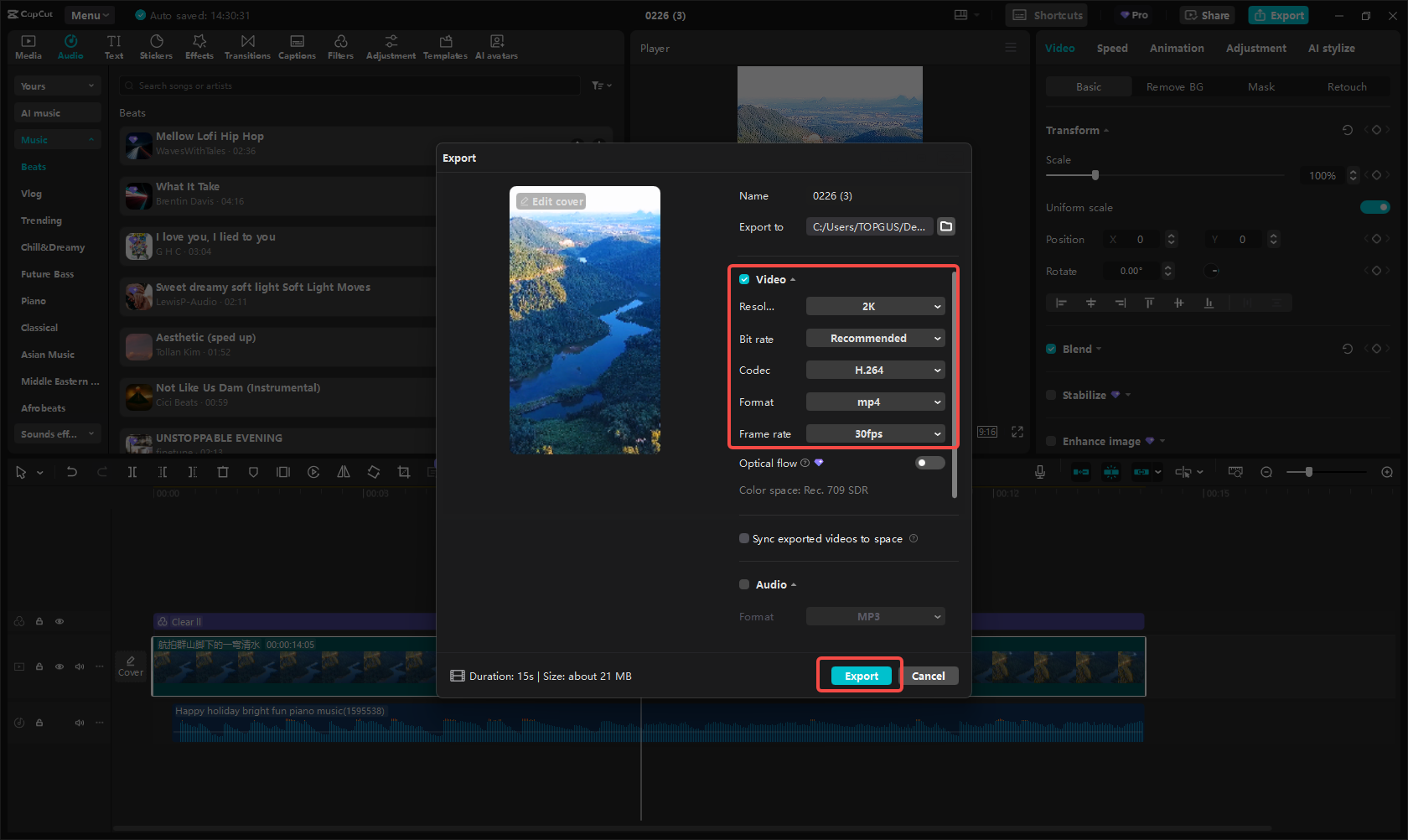 Export the Instagram Reel