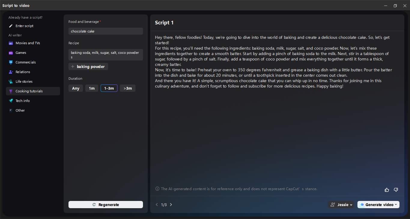 Interface of the CapCut desktop video editor - the best tool to generate script for videos