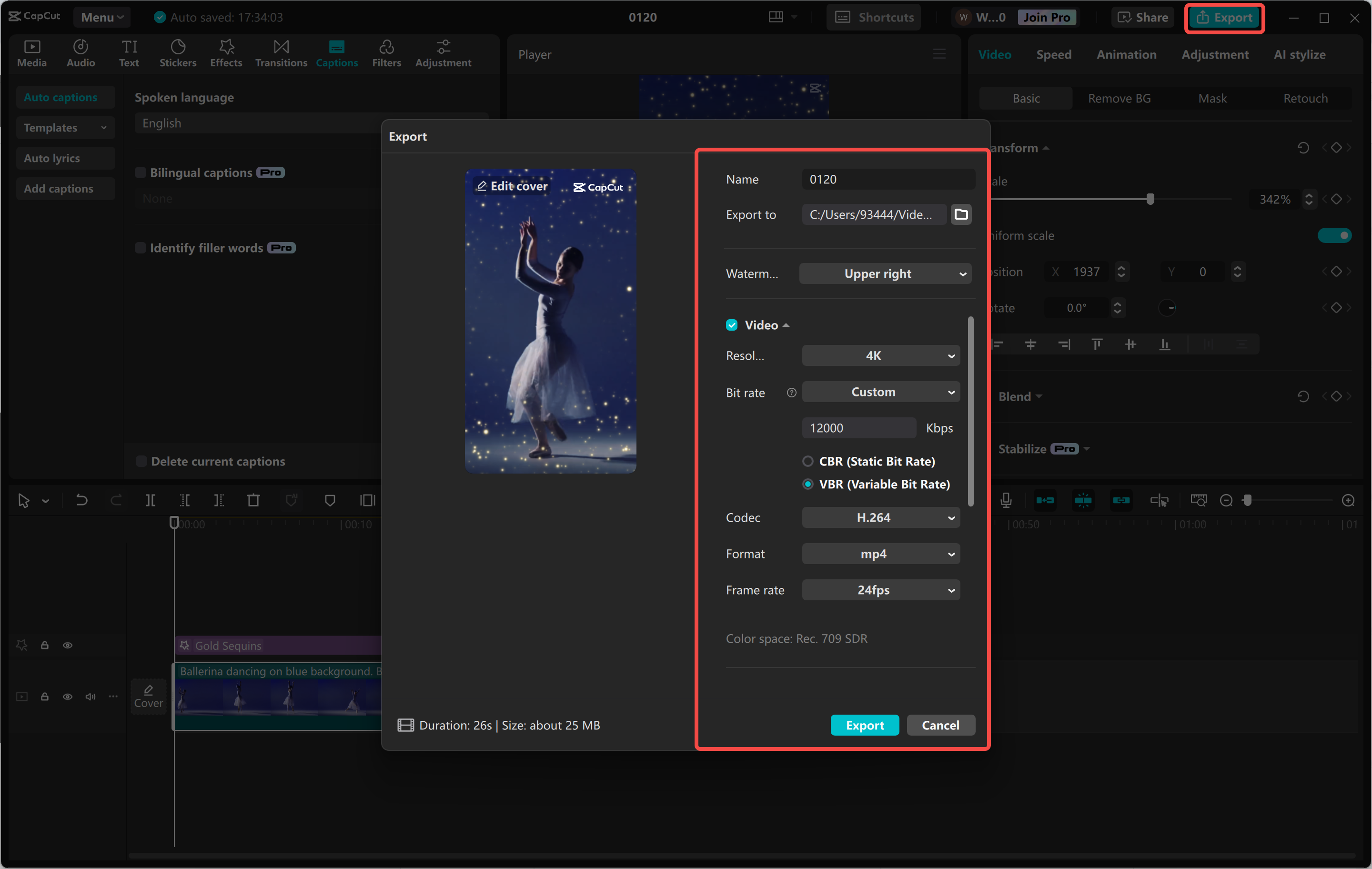 CapCut masaüstü video düzenleyicisinden bir videoyu dışa aktarma