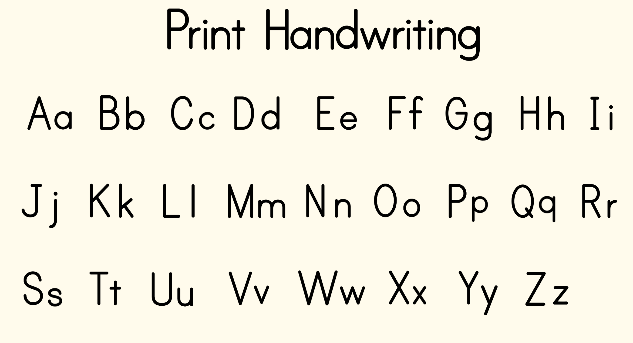 Common types of handwritten text: print writing