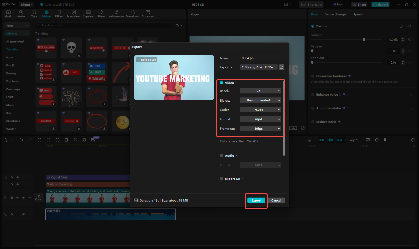 Export and share videos on YouTube