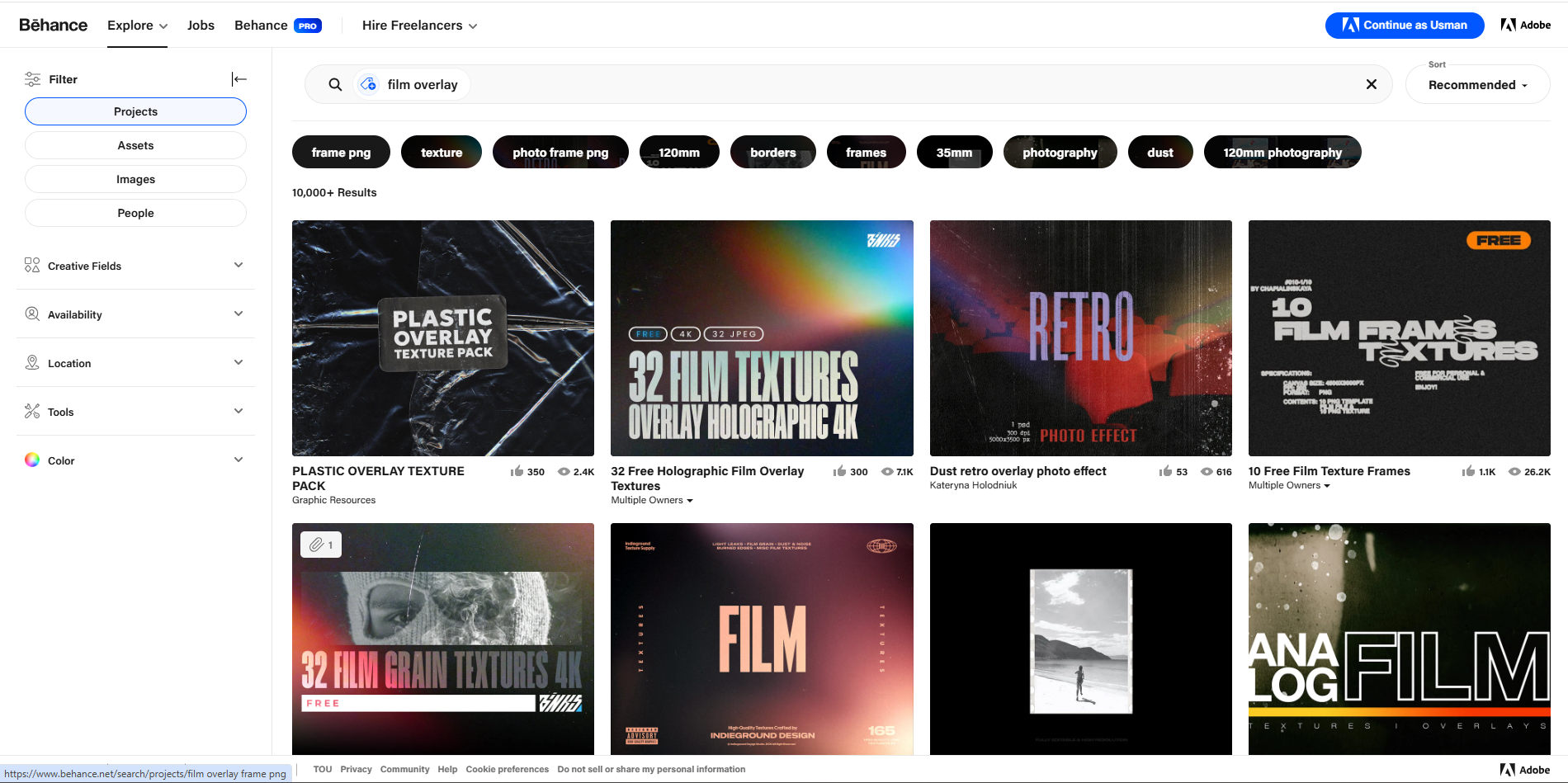 Behance介面-多種膠片疊加的理想平臺