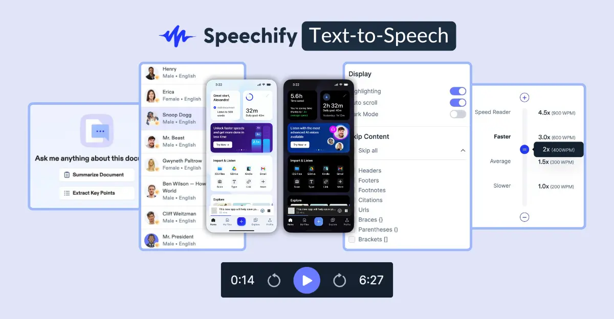 Speechify's interface