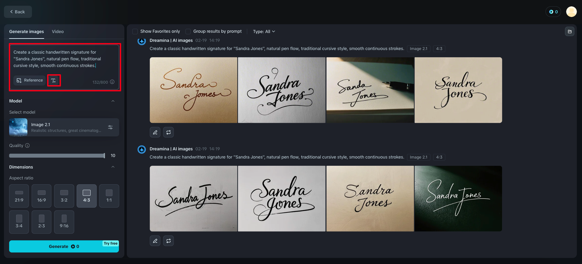 Generate signature with prompt