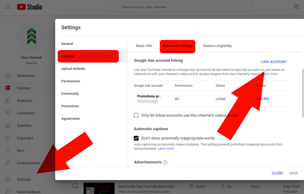 Menautkan saluran YouTube ke akun iklan Google