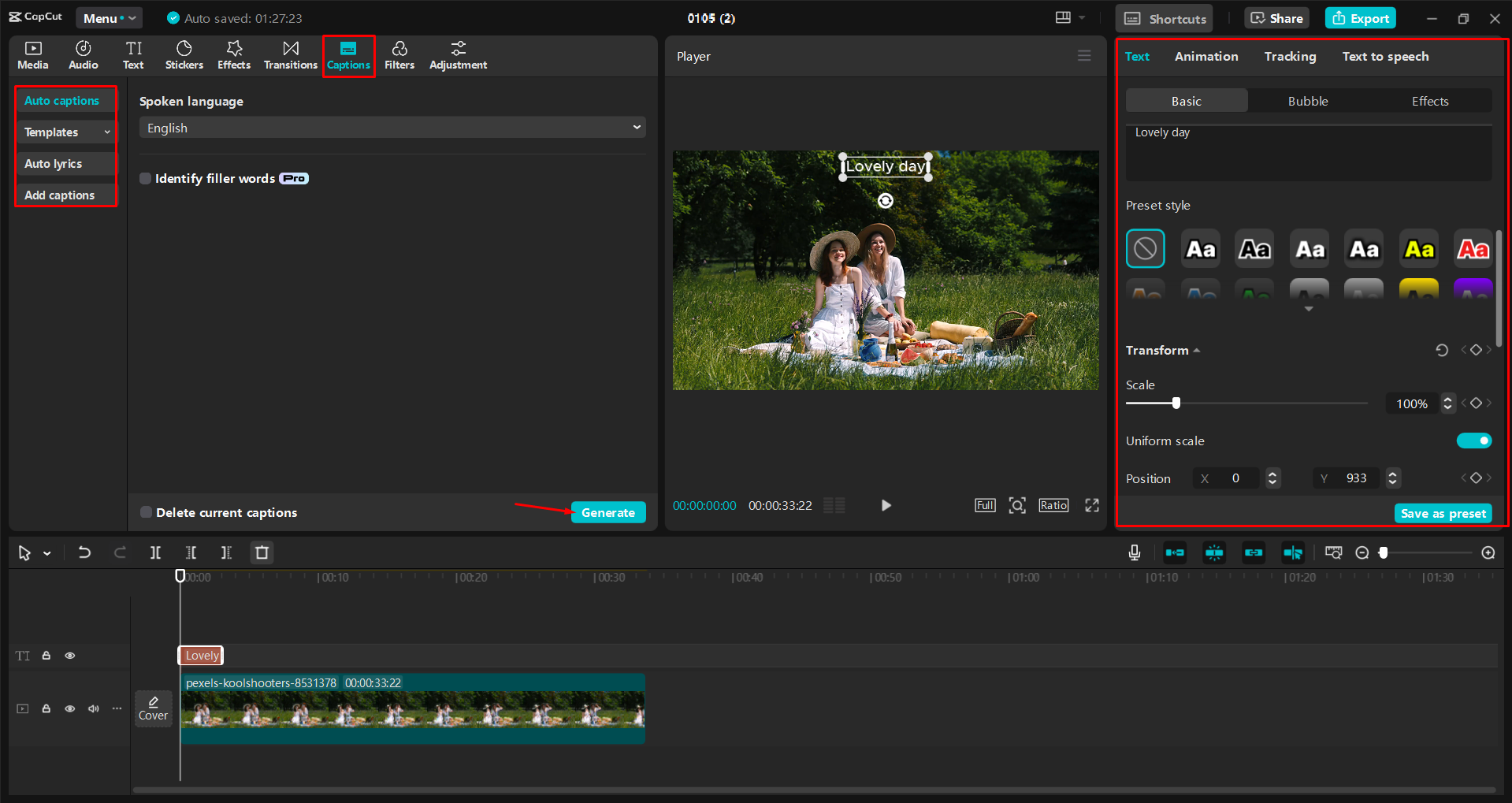 Edición de un anuncio de video promocional en el CapCut editor de video de escritorio