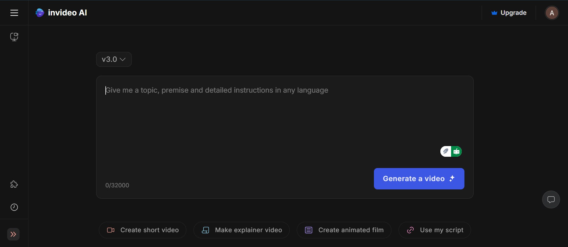 The interface of Invideo IO - a powerful free animated explainer video maker