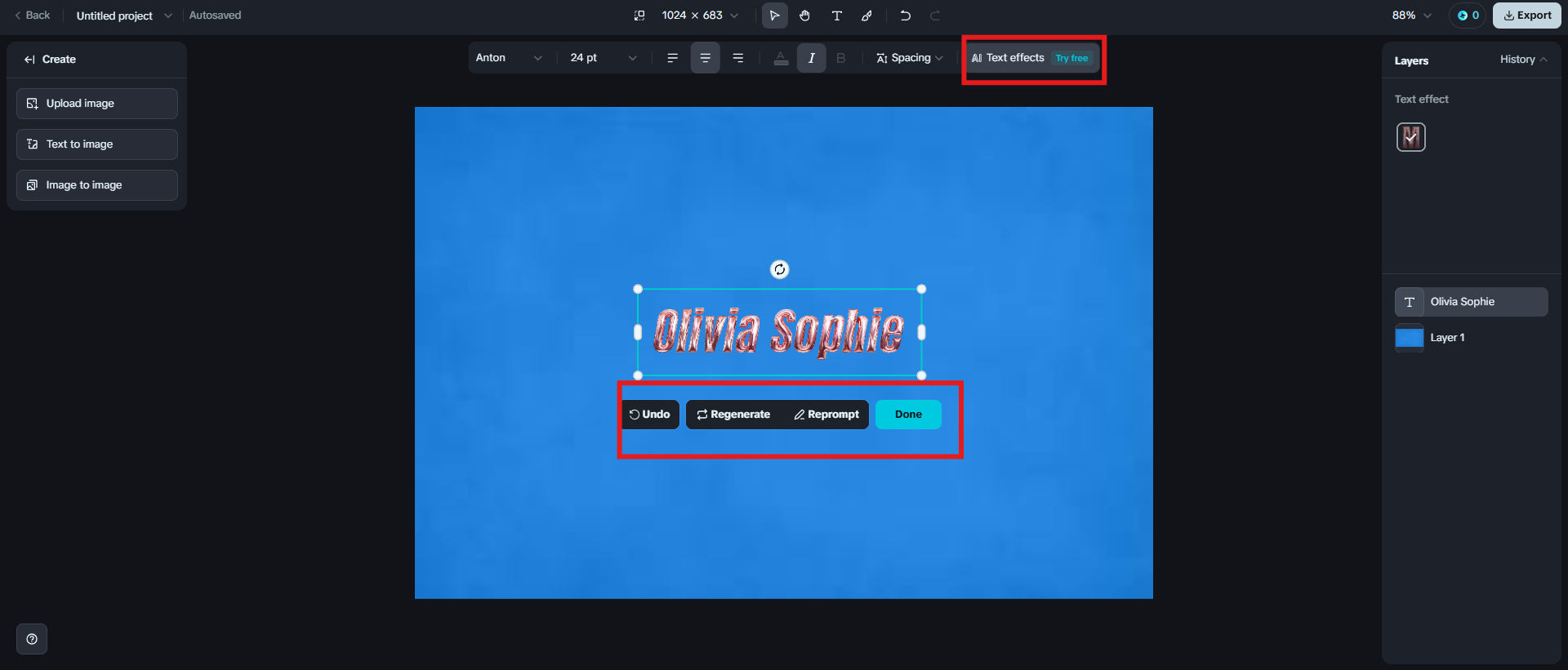 Usar IA efeitos de texto