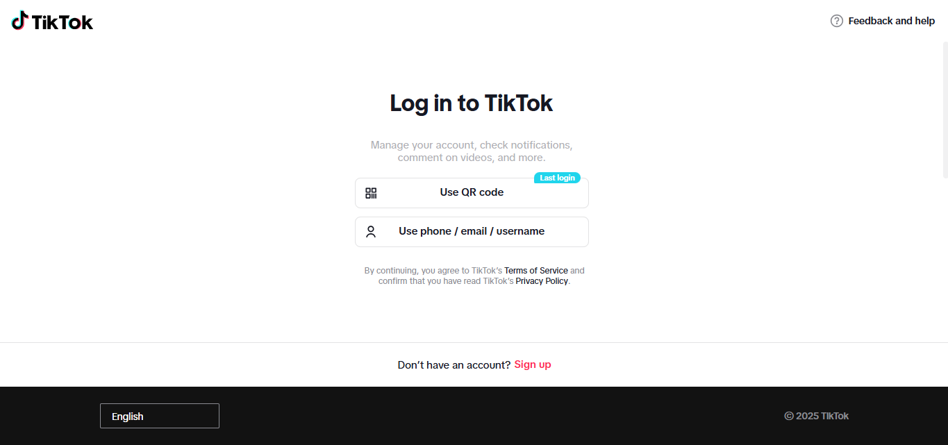 Membuka analisis TikTok pada Desktop