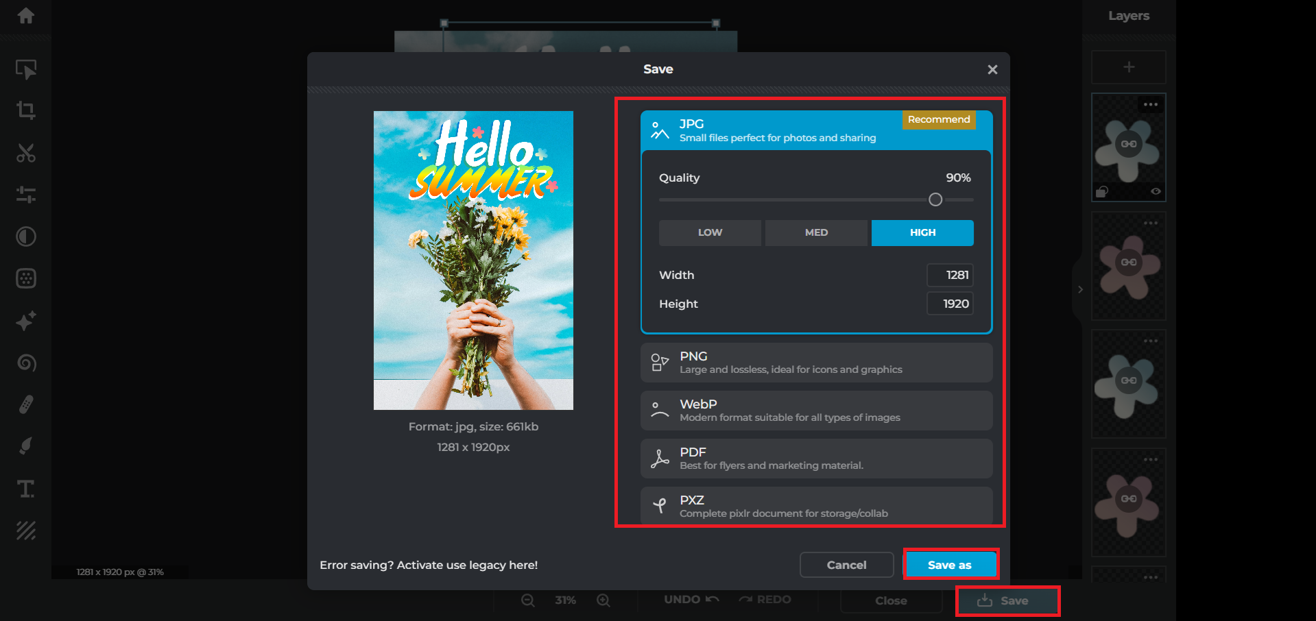 Save your edited image