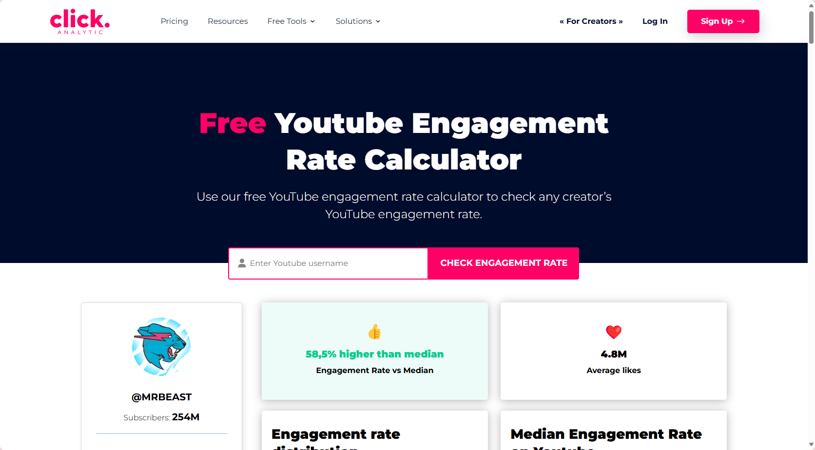 Klikněte na Analytická kalkulačka interakcí YouTube