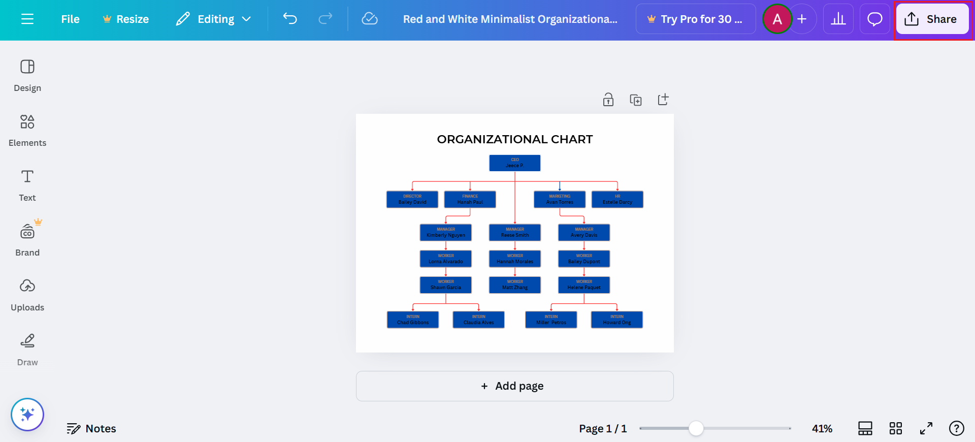 how to make an organizational structure chart