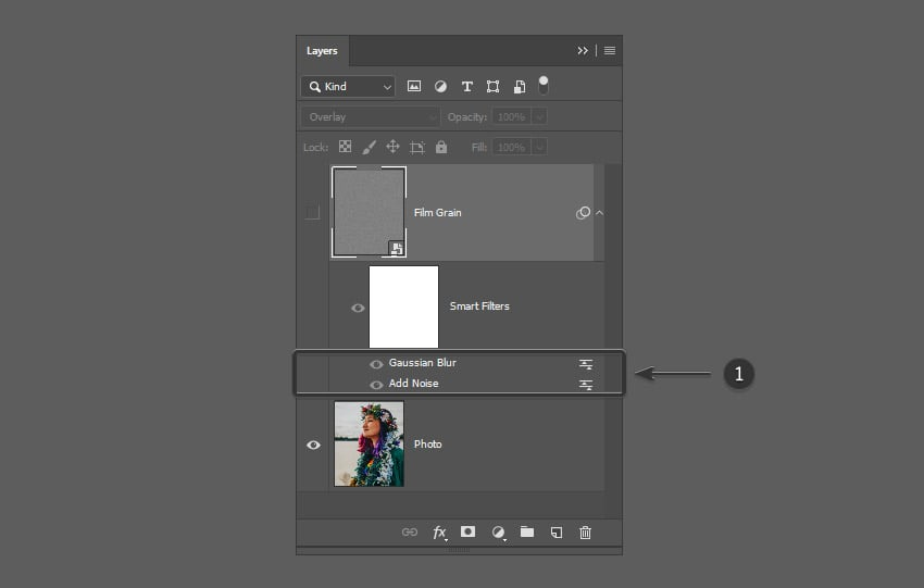 Showing how to create a grainy Photoshop layer