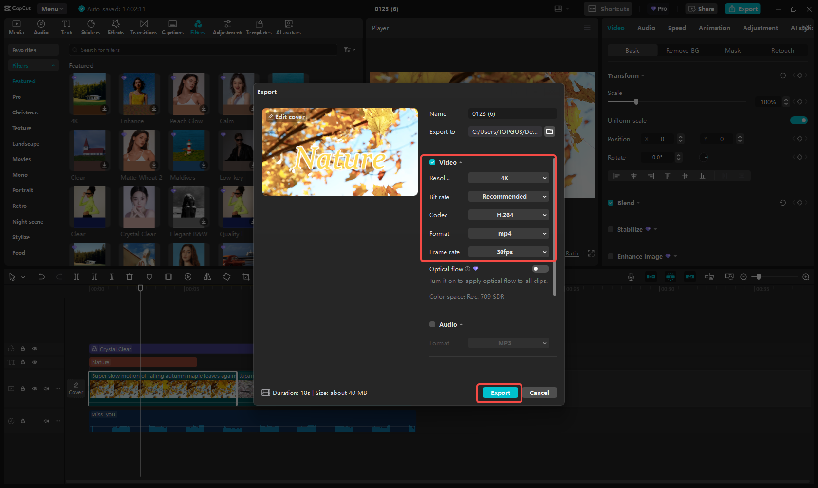 Exporting and sharing the video to YouTube