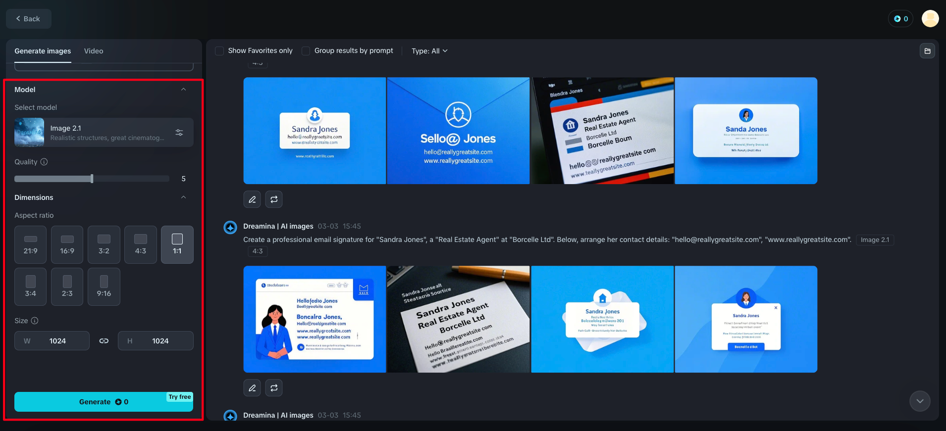 Adjust settings and generate