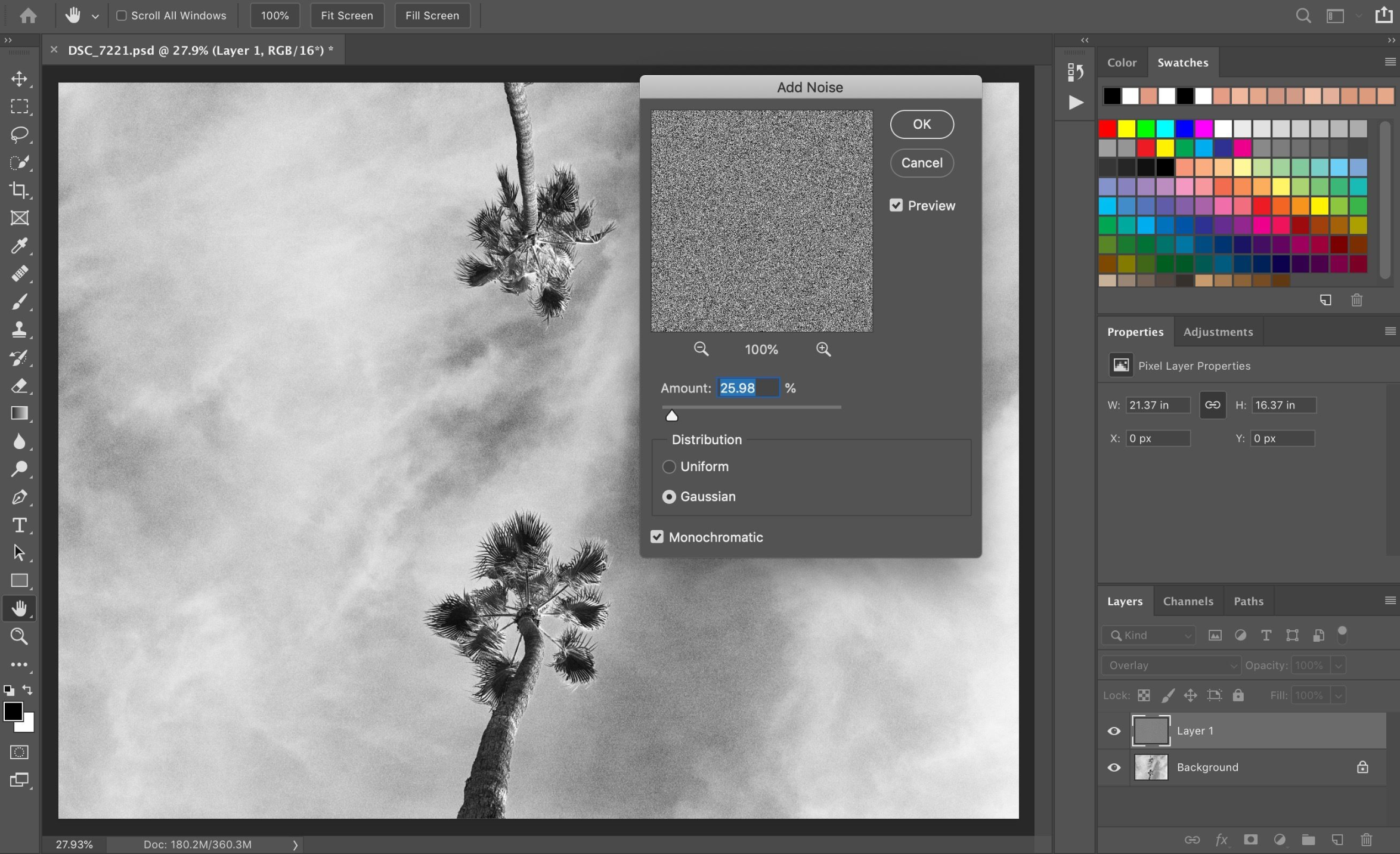 What is a film grain overlay in Photoshop