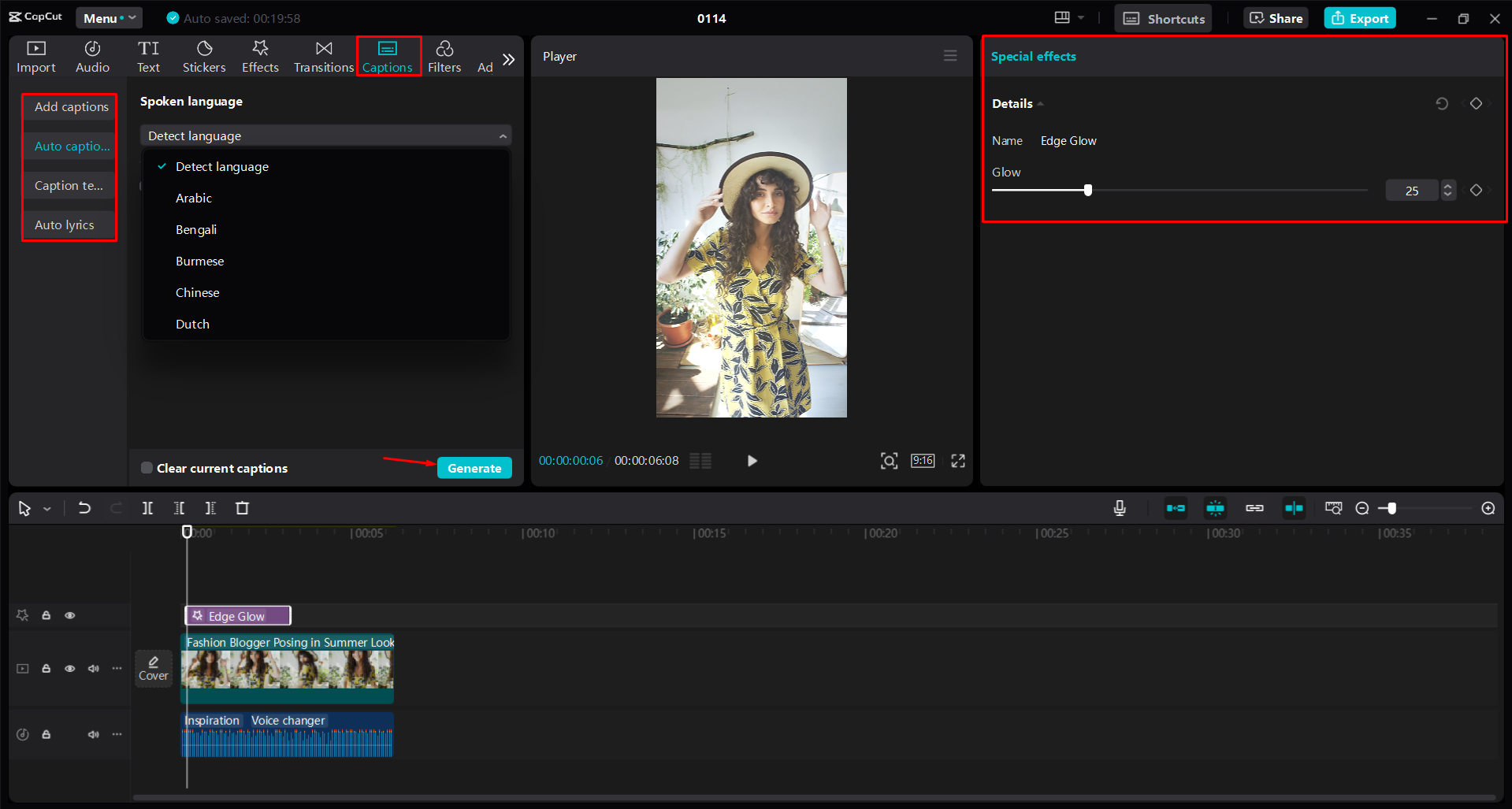 Personalisierung eines YouTube Short im CapCut Desktop-Video-Editors