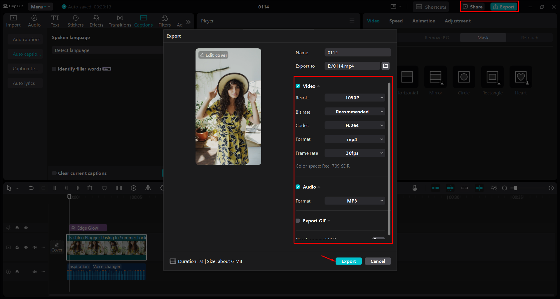 Exportieren eines Videos aus dem CapCut Desktop-Video-Editor