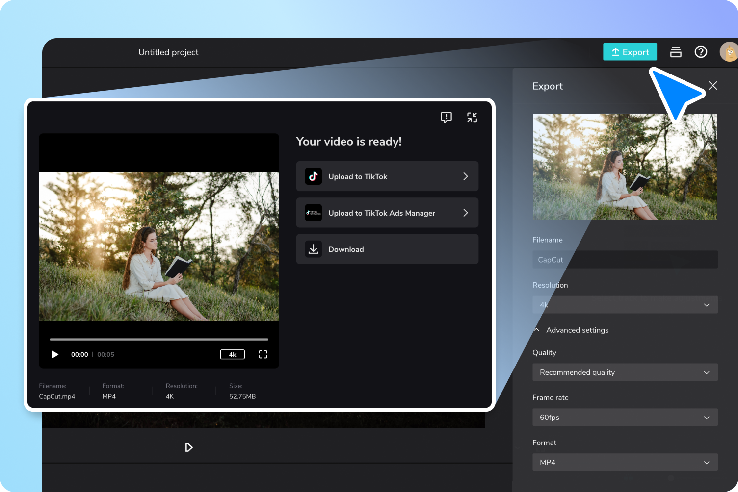 Eksport dan kongsi video yang diputar
