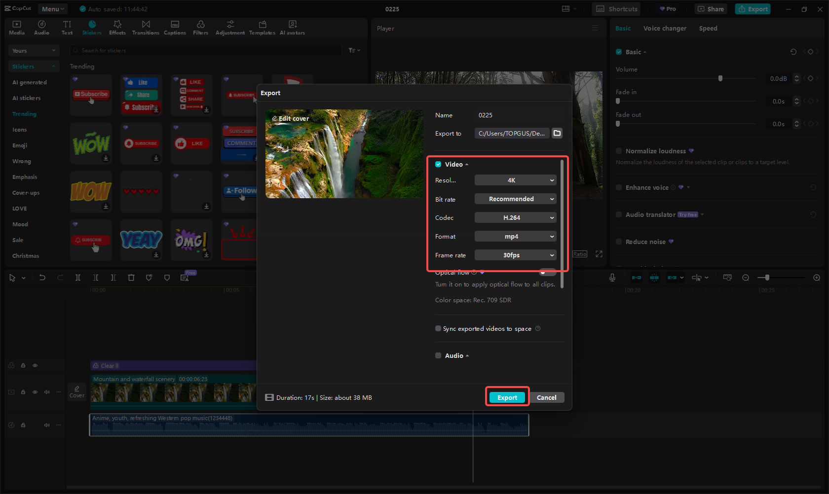 Export and share on YouTube