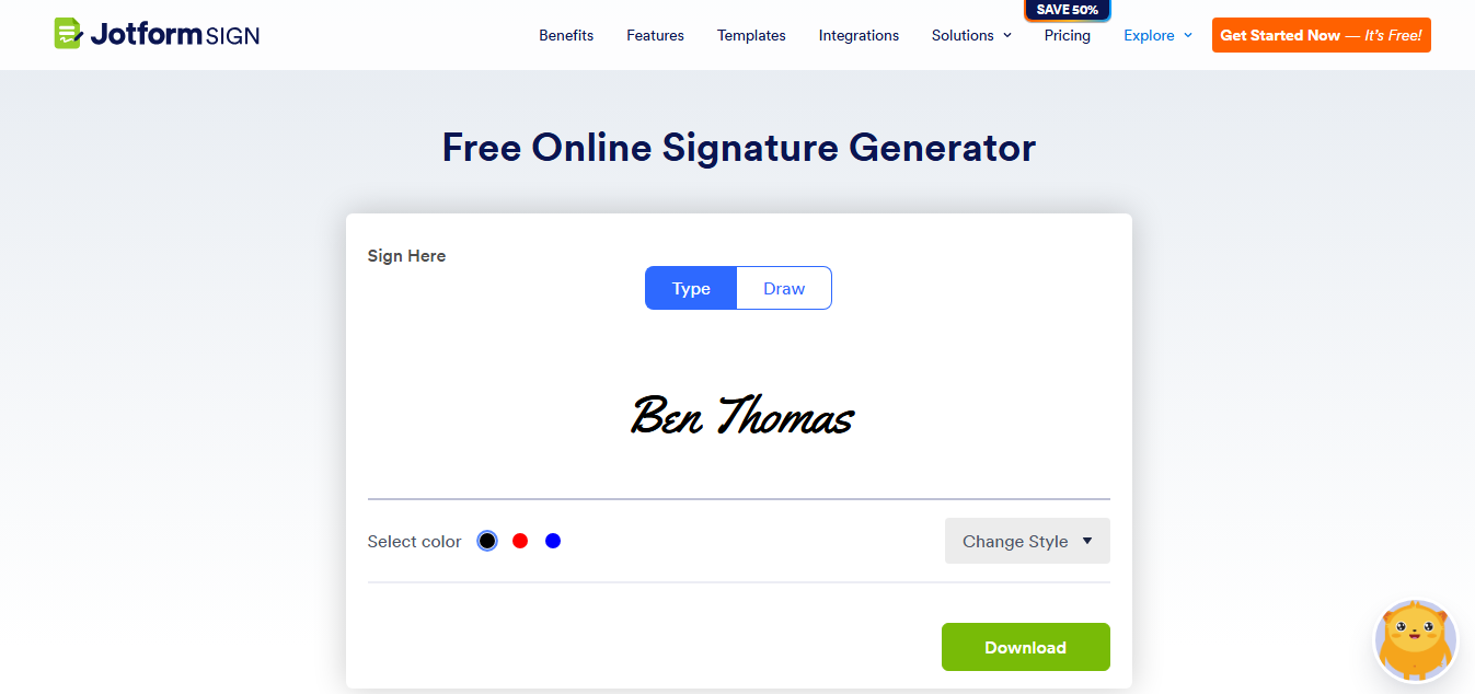 무료 온라인 전자 서명 생성기