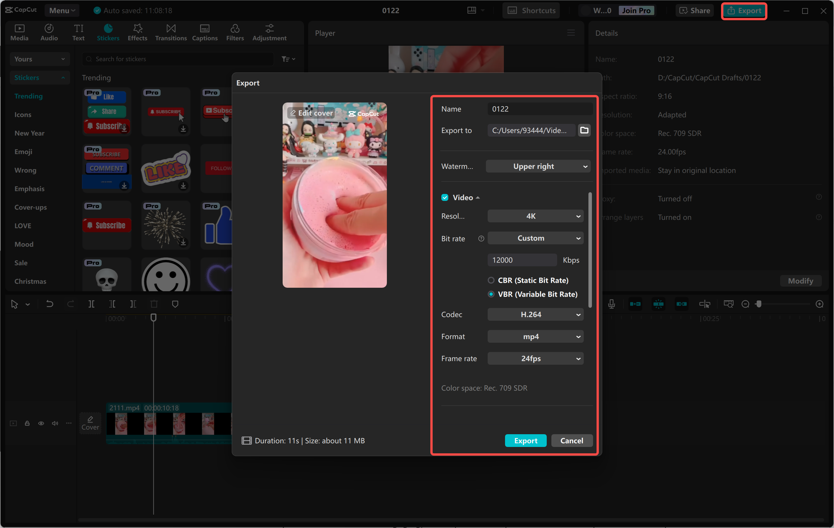 Mengekspor video dari editor video desktop CapCut
