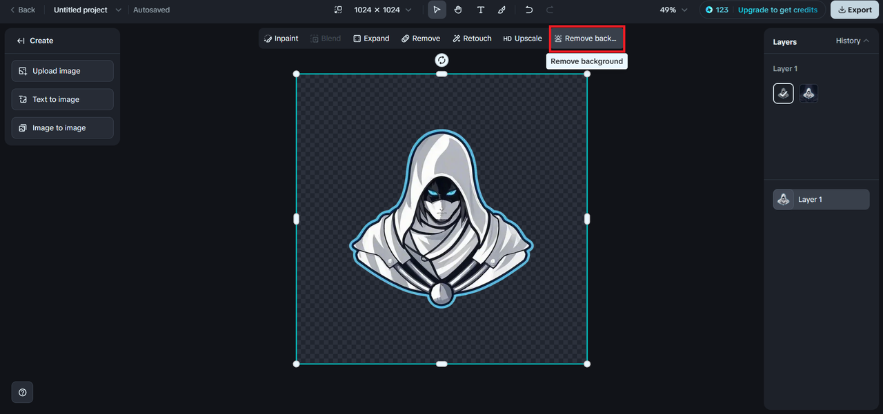 Recurso de remoção de fundo