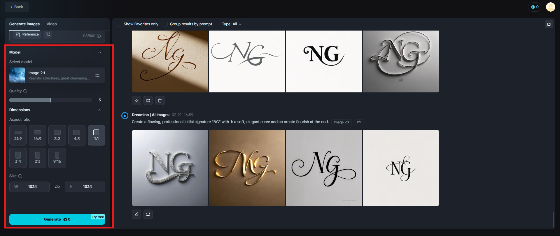 Adjust settings and generate
