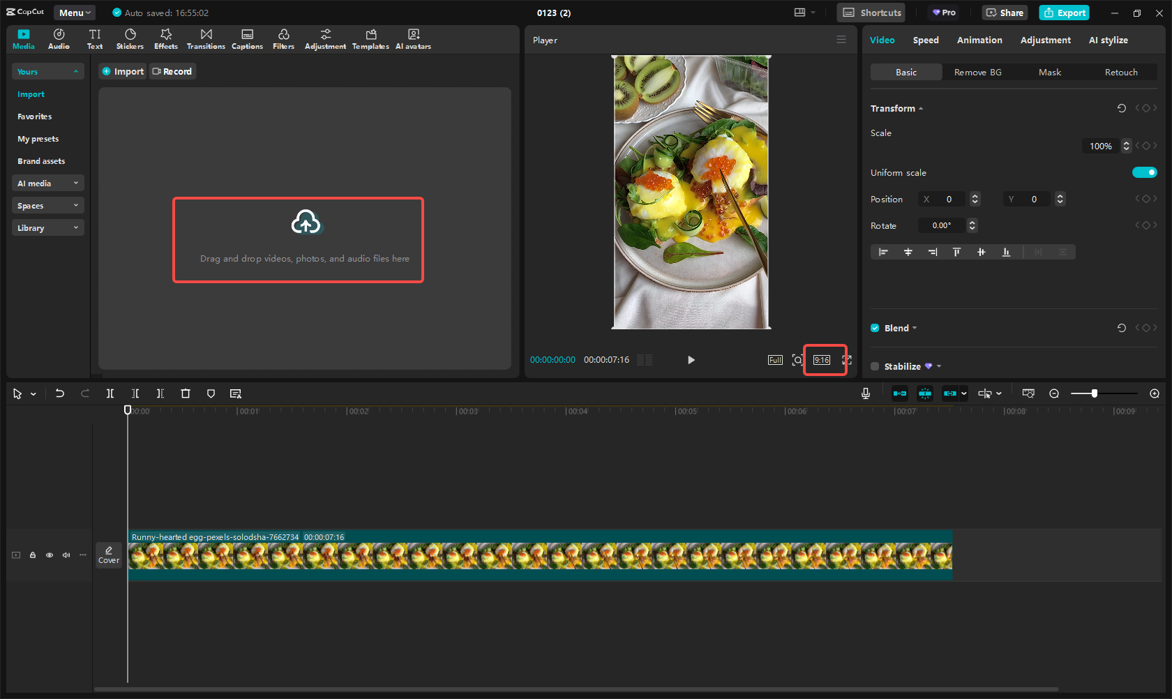 Videó feltöltése a CapCut-ra