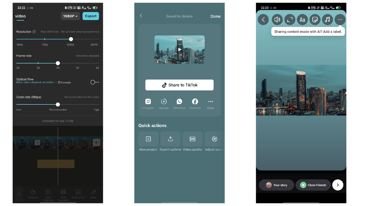 Export and share video